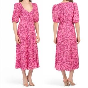 Wayf Pink Floral Midi Dress